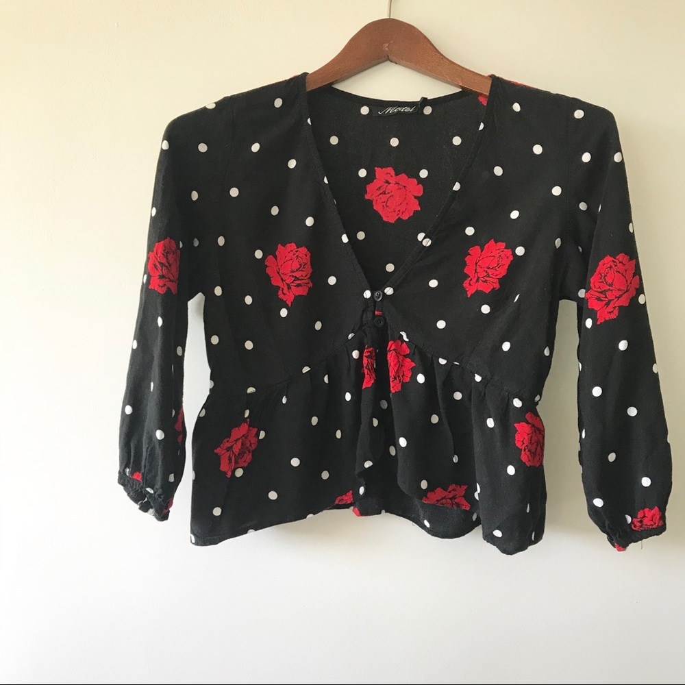 Motel Roses & Polka Dots Crop Top